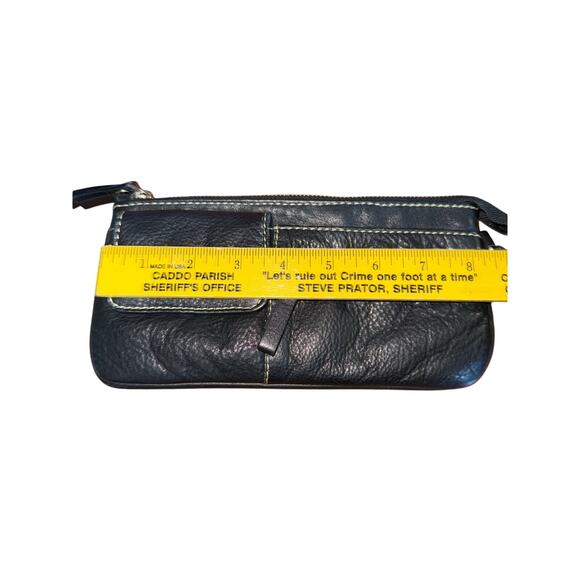 Vintage Sophia Visconti Leather Multi Pocket Wristlet Black Zippers - Picture 4 of 12